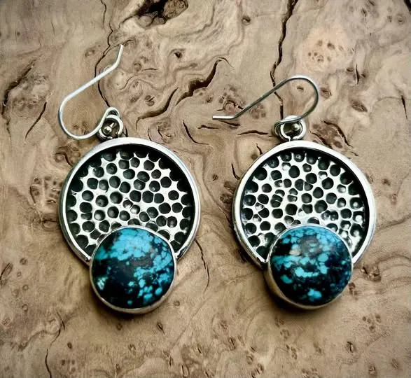 Dragon-skin silver turquoise earrings
