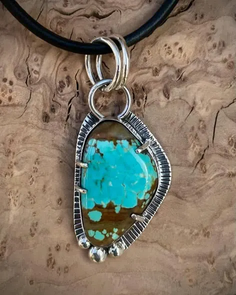 Number 8 freeform turquoise pendant