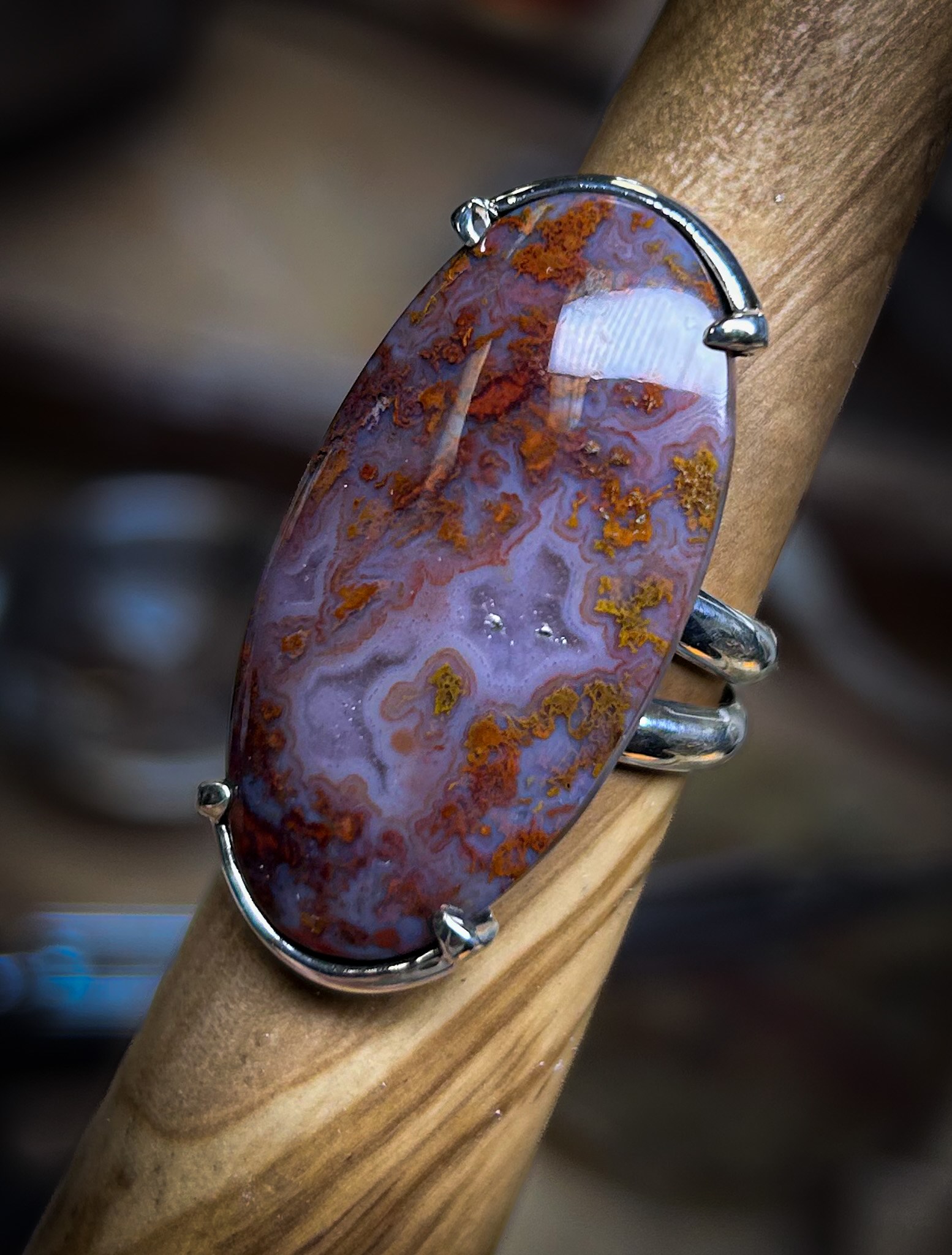 Apple Valley Plume Agate Ring